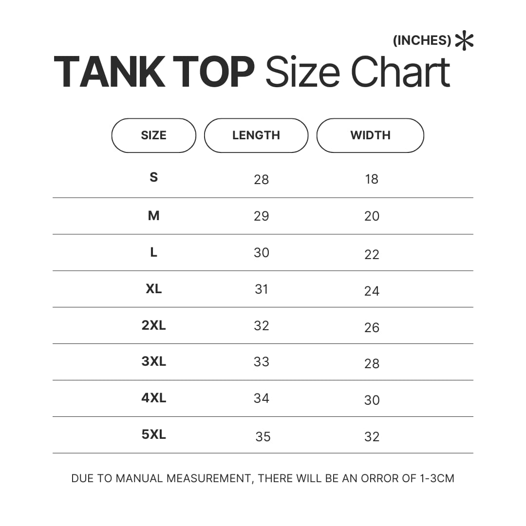 Tank Top Size Chart - Becky G Shop